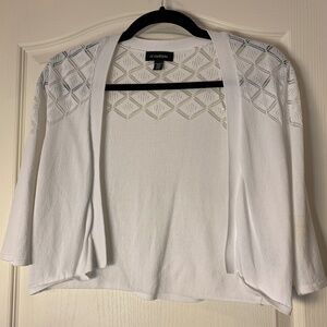 Le Château White Lightweight Knit Short Sleeve Cardigan Size M